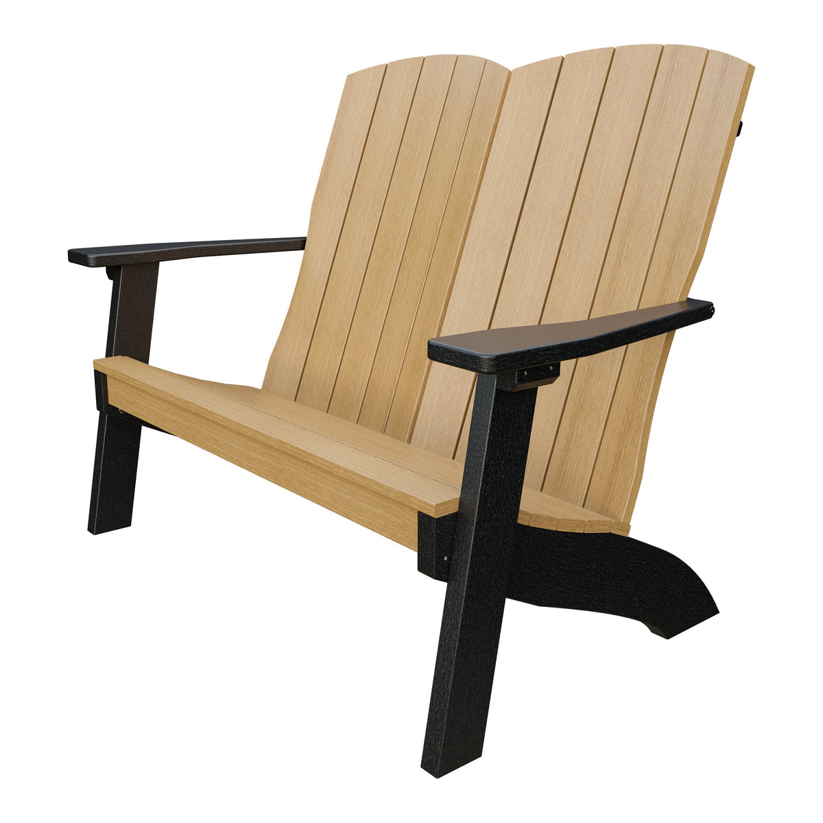 Amish Coastal Poly Love Seat in Natural Teak & Black