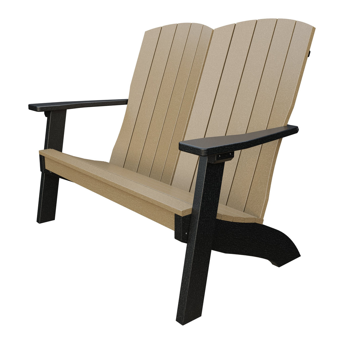 Amish Coastal Poly Love Seat in Weathered Wood & Black