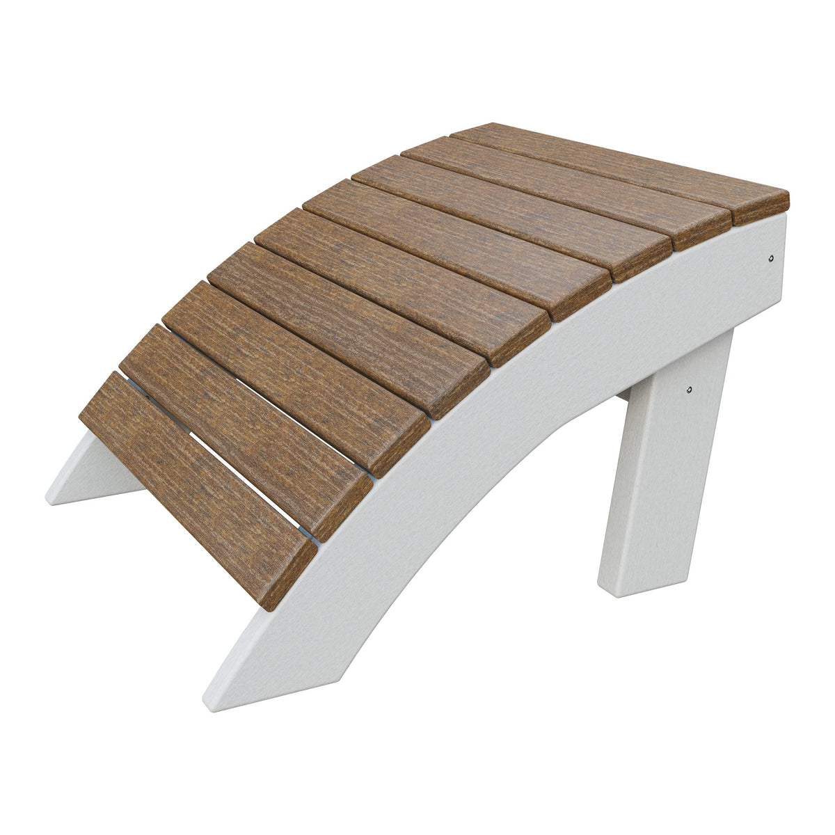 Amish Coastal Poly Ottoman in Antique Mahogany & White