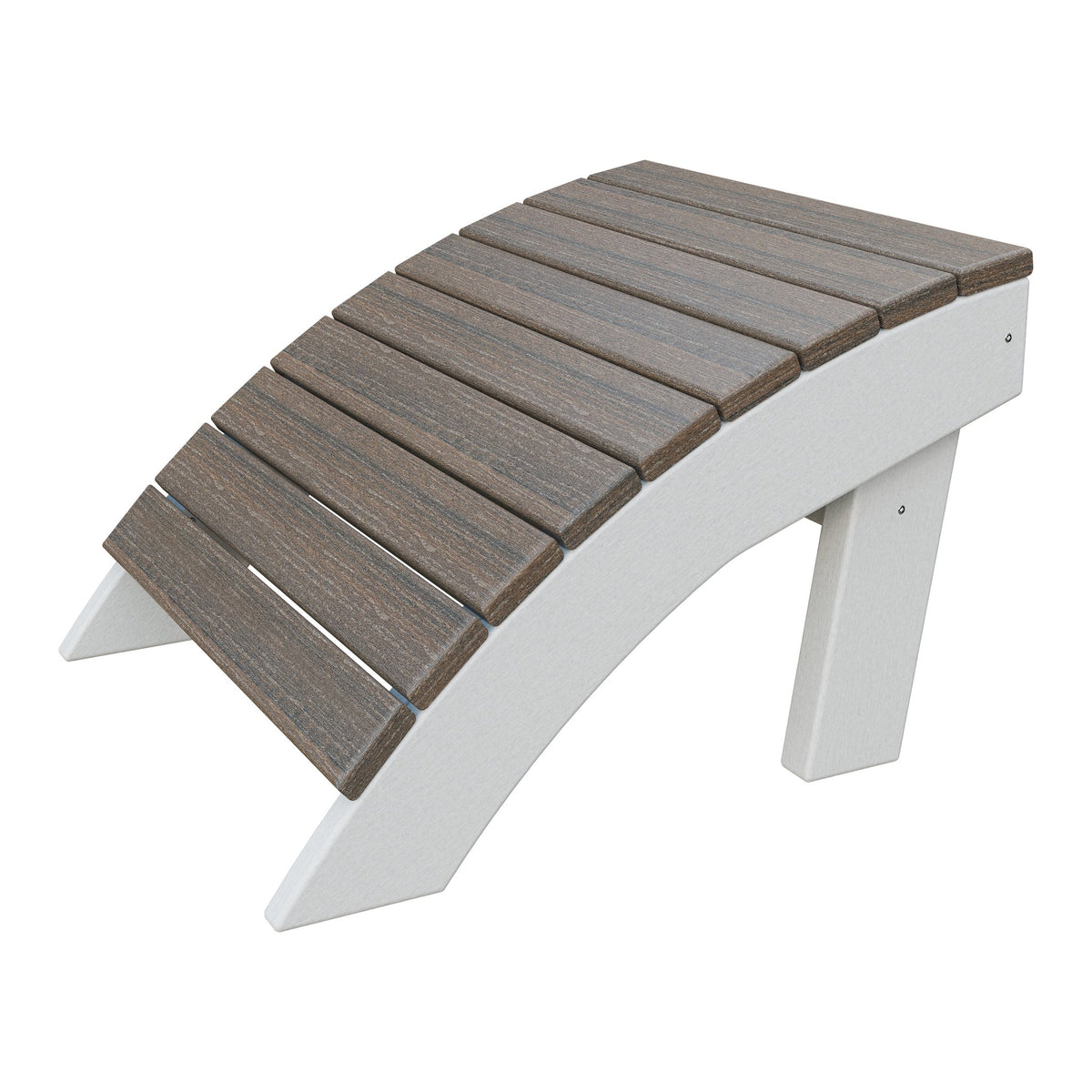 Amish Coastal Poly Ottoman in Brazilian Walnut & White