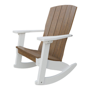 Amish Coastal Poly Patio Rocker in Antique Mahogany & White