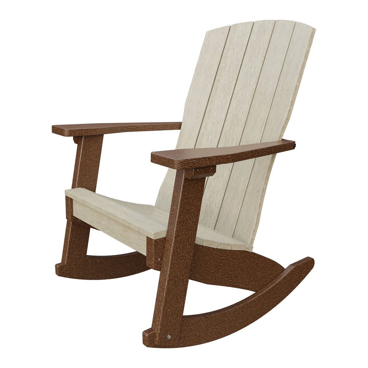 Amish Coastal Poly Patio Rocker in Birchwood & Tudor Brown