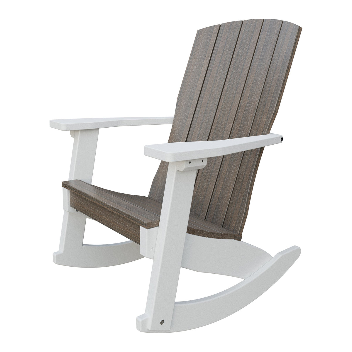 Amish Coastal Poly Patio Rocker in Brazilian Walnut & White