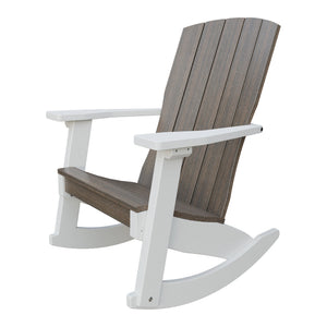 Amish Coastal Poly Patio Rocker in Brazilian Walnut & White