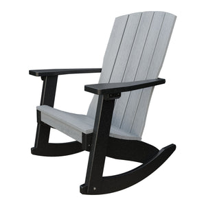 Amish Coastal Poly Patio Rocker in Driftwood Gray & Black