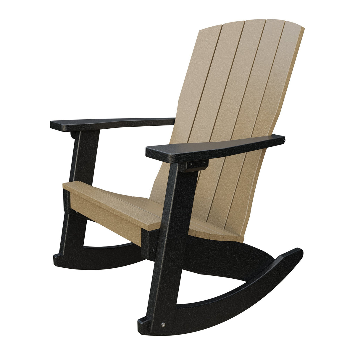 Amish Coastal Poly Patio Rocker in Weathered Wood & Black