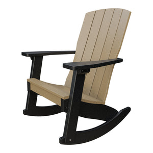 Amish Coastal Poly Patio Rocker in Weathered Wood & Black