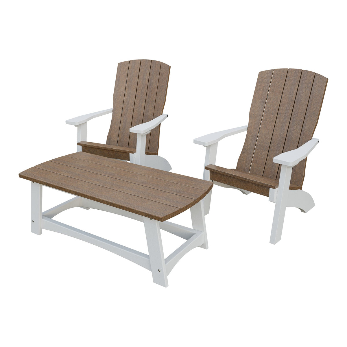 Amish Coastal 5-Piece Patio Set: 2 Chairs, 2 Ottomans & End Table in Antique Mahogany & White
