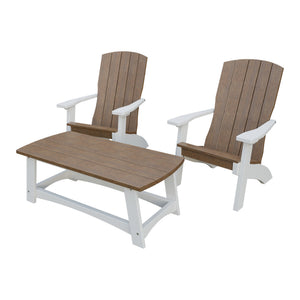 Amish Coastal 5-Piece Patio Set: 2 Chairs, 2 Ottomans & End Table in Antique Mahogany & White