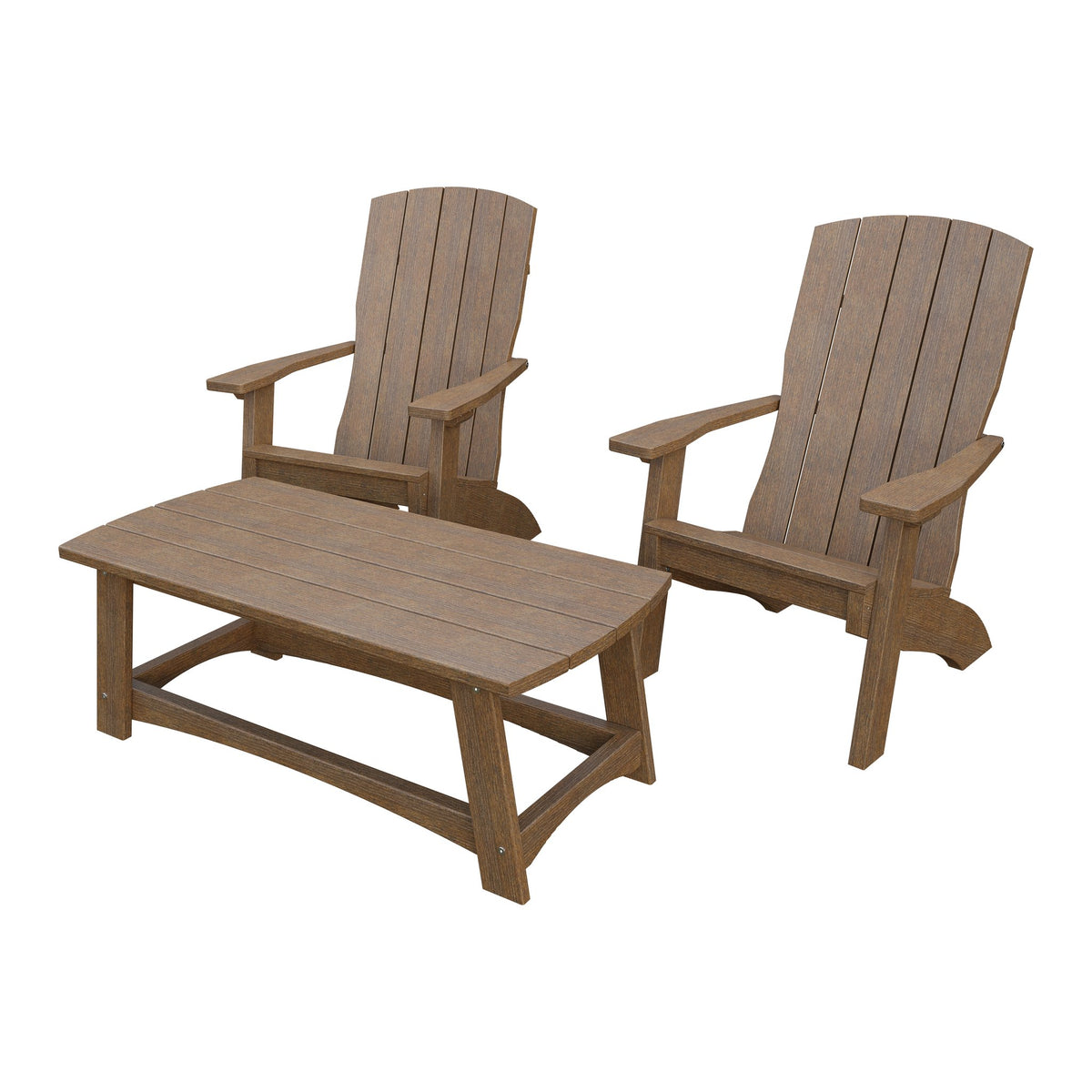 Amish Coastal 5-Piece Patio Set: 2 Chairs, 2 Ottomans & End Table in Antique Mahogany