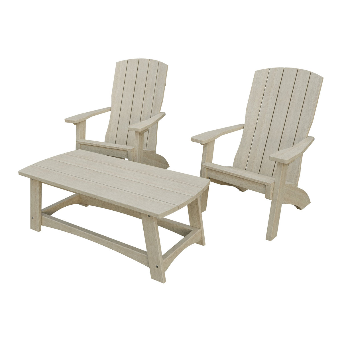 Amish Coastal 5-Piece Patio Set: 2 Chairs, 2 Ottomans & End Table in Birchwood