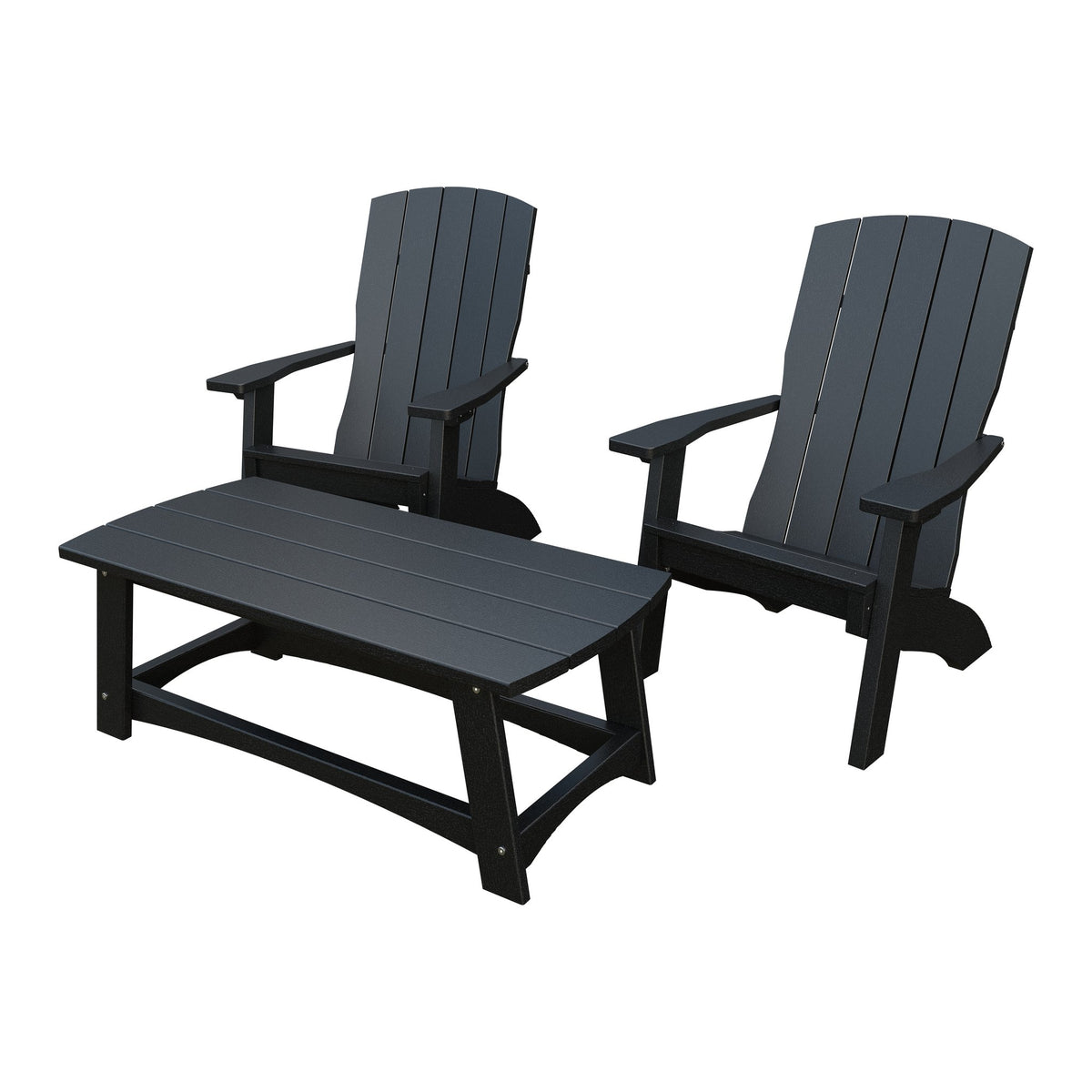 Amish Coastal 5-Piece Patio Set: 2 Chairs, 2 Ottomans & End Table in Black