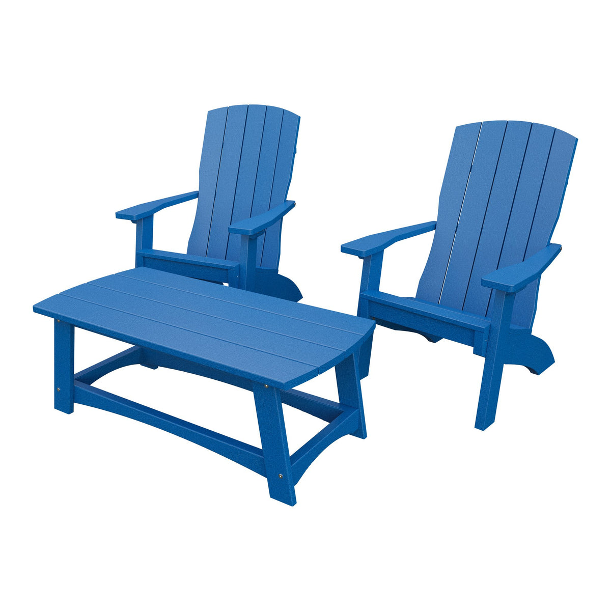 Amish Coastal 5-Piece Patio Set: 2 Chairs, 2 Ottomans & End Table in Blue