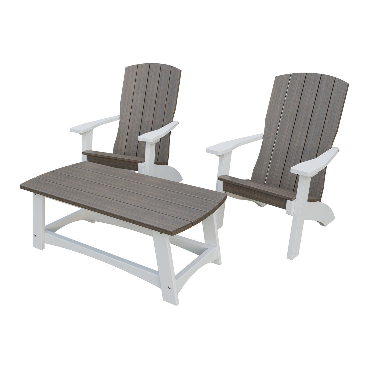 Amish Coastal 5-Piece Patio Set: 2 Chairs, 2 Ottomans & End Table in Brazilian Walnut & White