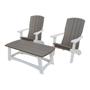Amish Coastal 5-Piece Patio Set: 2 Chairs, 2 Ottomans & End Table in Brazilian Walnut & White