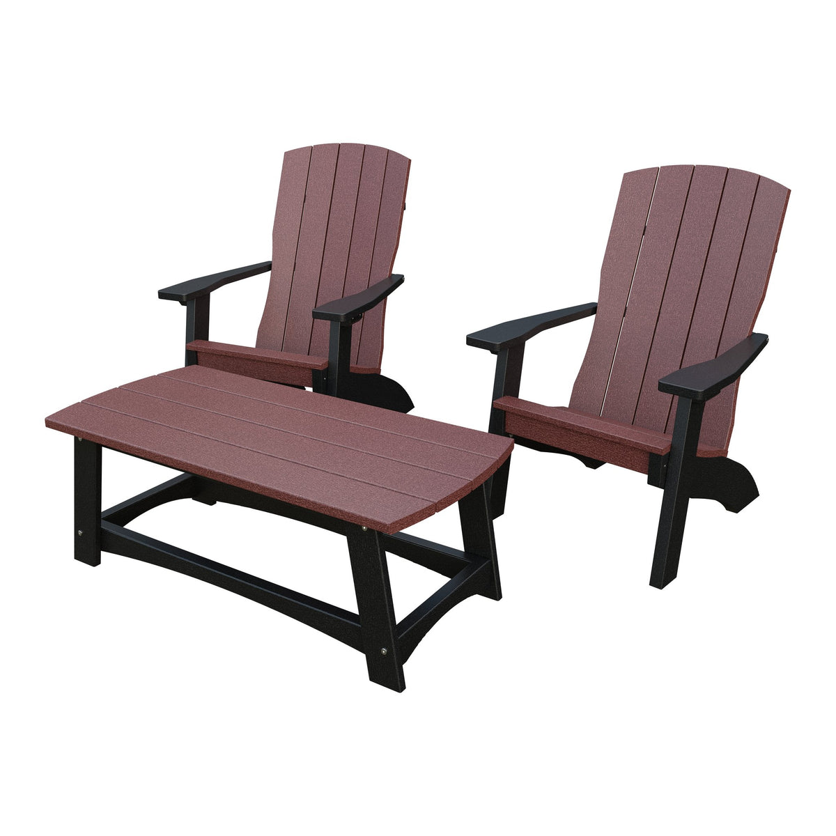 Amish Coastal 5-Piece Patio Set: 2 Chairs, 2 Ottomans & End Table in Cherrywood & Black