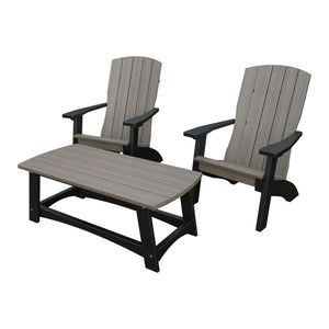 Amish Coastal 5-Piece Patio Set: 2 Chairs, 2 Ottomans & End Table in Coastal Gray & Black