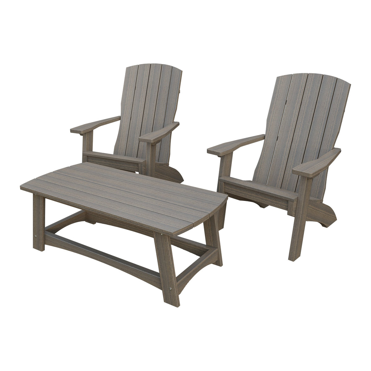 Amish Coastal 5-Piece Patio Set: 2 Chairs, 2 Ottomans & End Table in Coastal Gray