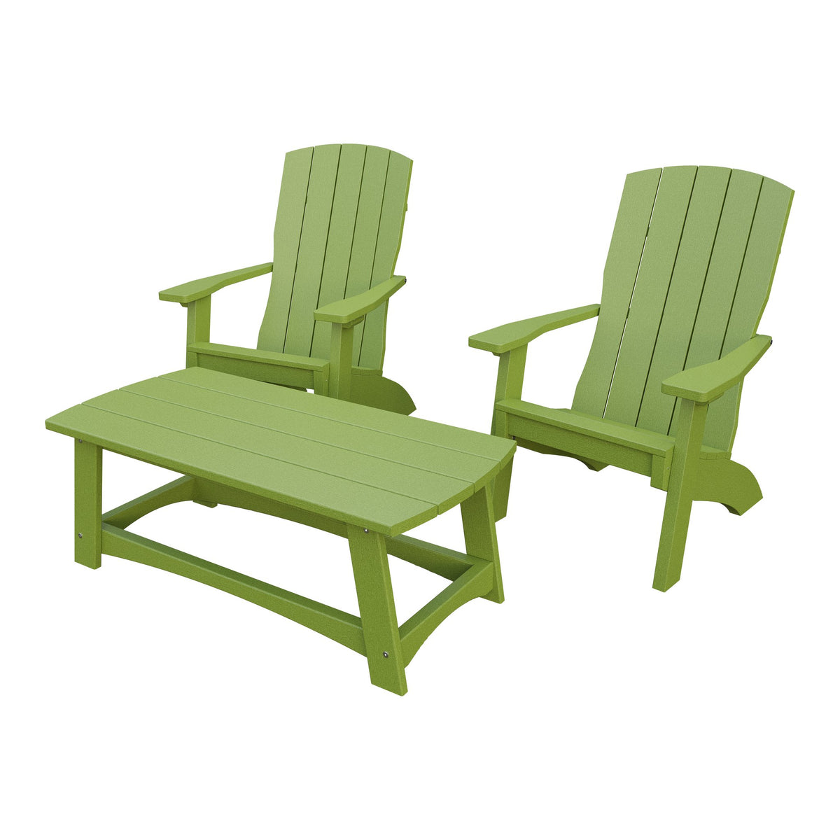 Amish Coastal 5-Piece Patio Set: 2 Chairs, 2 Ottomans & End Table in Tropical Lime Green
