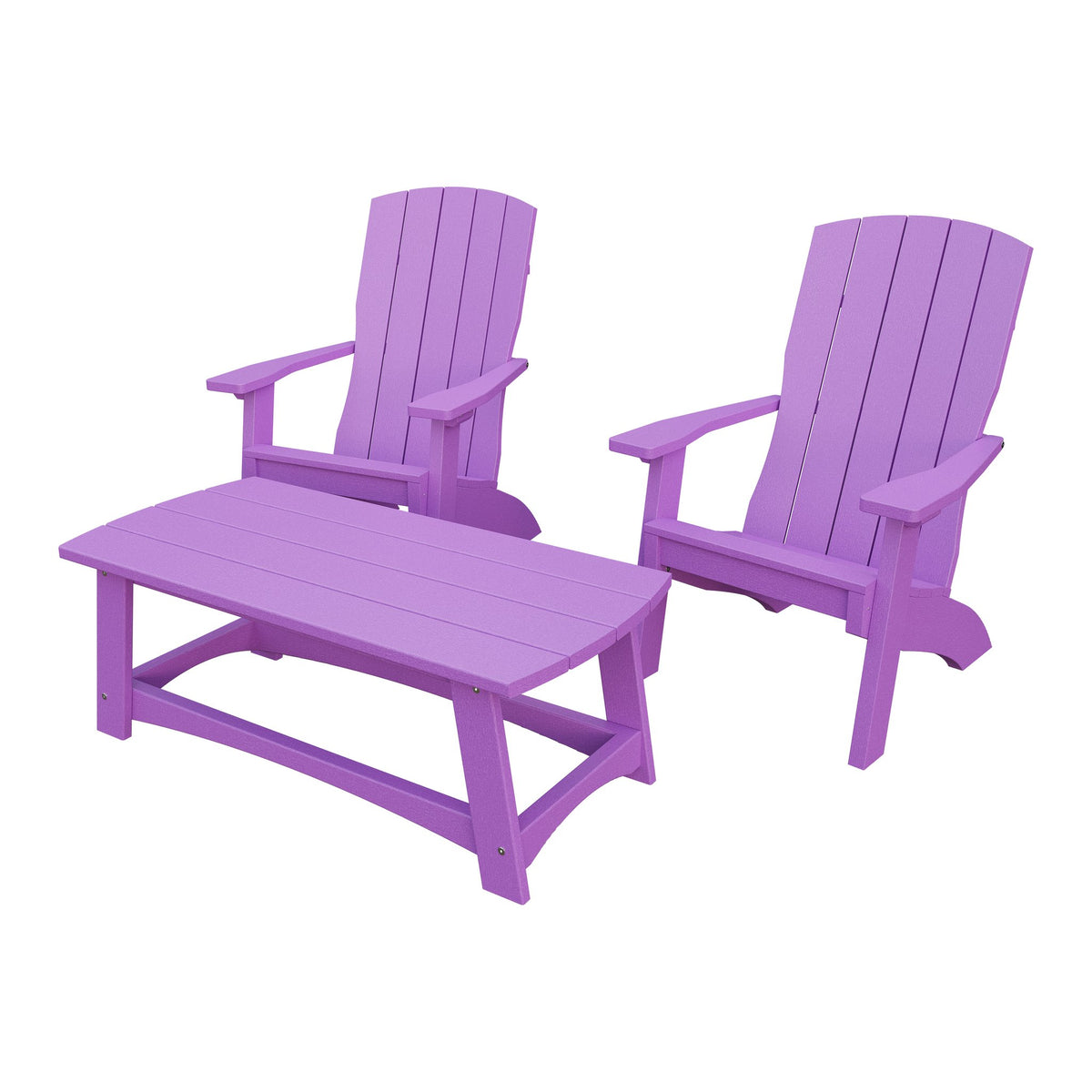Amish Coastal 5-Piece Patio Set: 2 Chairs, 2 Ottomans & End Table in Bright Purple