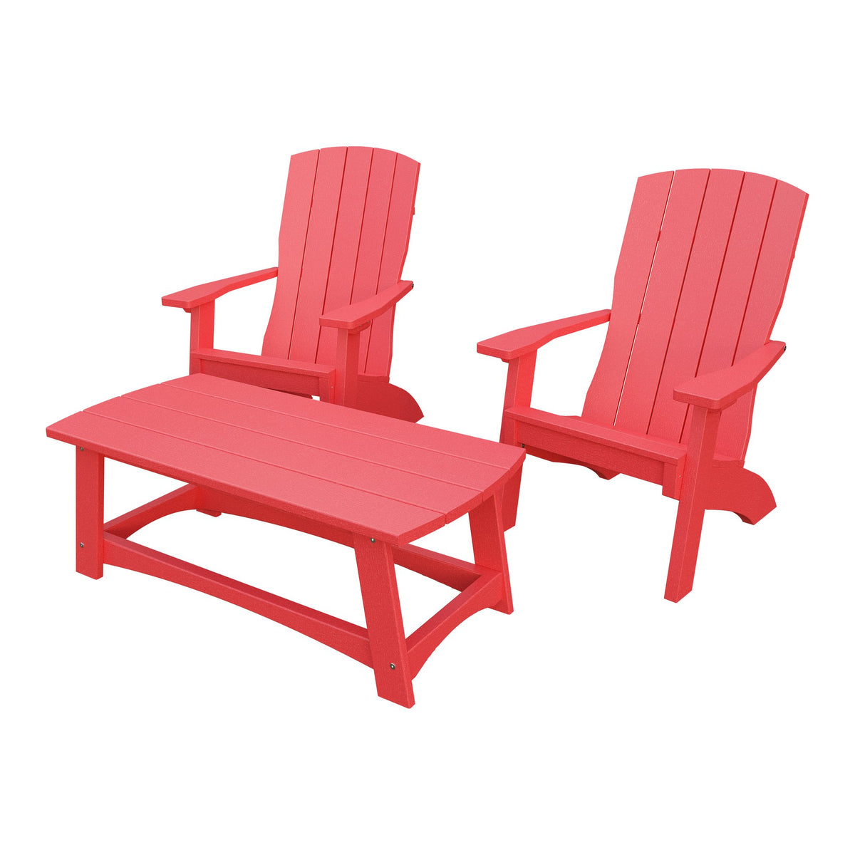 Amish Coastal 5-Piece Patio Set: 2 Chairs, 2 Ottomans & End Table in Red