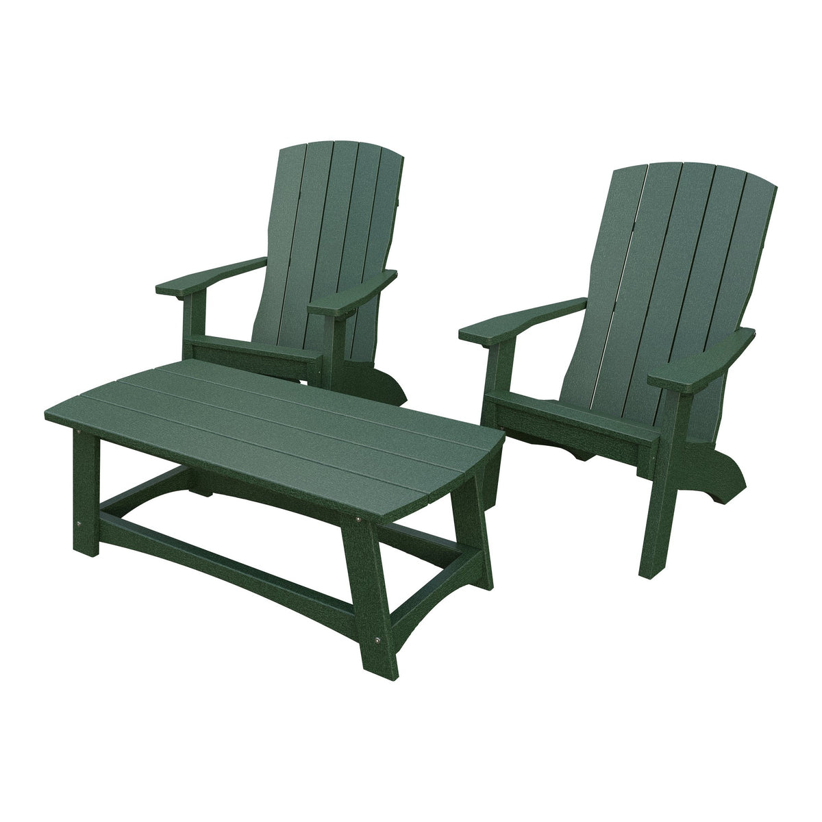 Amish Coastal 5-Piece Patio Set: 2 Chairs, 2 Ottomans & End Table in Turf Green