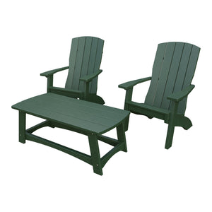 Amish Coastal 5-Piece Patio Set: 2 Chairs, 2 Ottomans & End Table in Turf Green