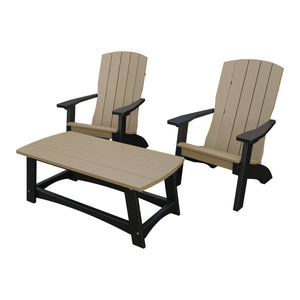 Amish Coastal 5-Piece Patio Set: 2 Chairs, 2 Ottomans & End Table in Weathered Wood & Black