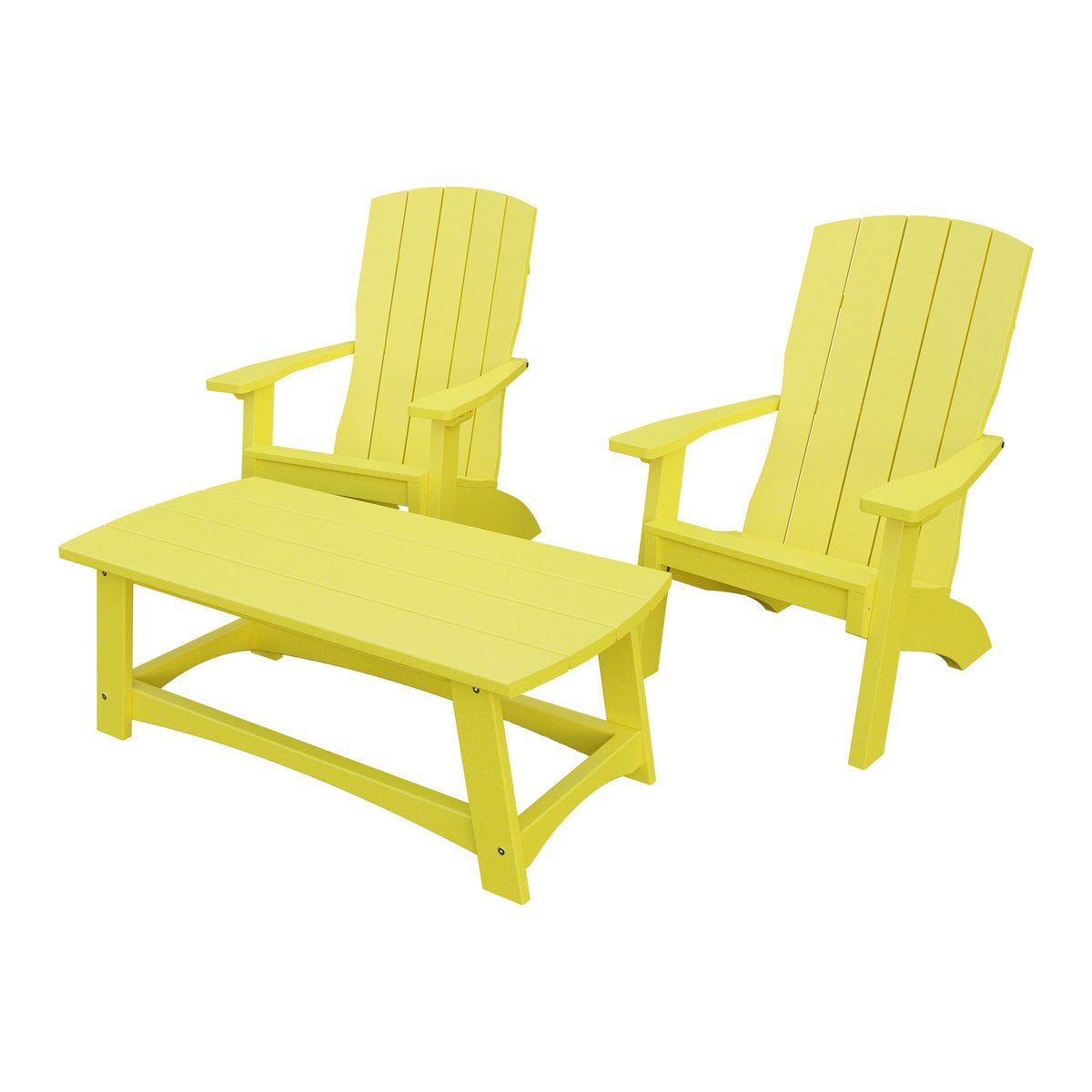 Amish Coastal 5-Piece Patio Set: 2 Chairs, 2 Ottomans & End Table in Lemon Yellow