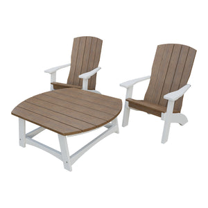 Amish Coastal 3pc Patio Set: 2 Chairs & Coffee Table in Antique Mahogany & White
