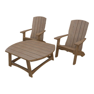 Amish Coastal 3pc Patio Set: 2 Chairs & Coffee Table in Antique Mahogany