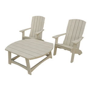 Amish Coastal 3pc Patio Set: 2 Chairs & Coffee Table in Birchwood