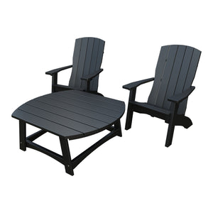 Amish Coastal 3pc Patio Set: 2 Chairs & Coffee Table in Black