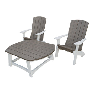 Amish Coastal 3pc Patio Set: 2 Chairs & Coffee Table in Brazilian Walnut & White