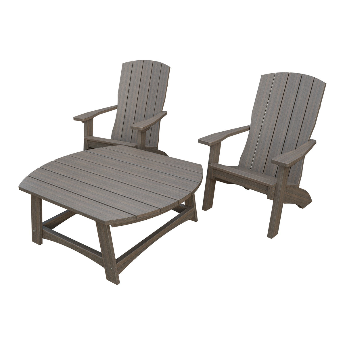 Amish Coastal 3pc Patio Set: 2 Chairs & Coffee Table in Brazilian Walnut