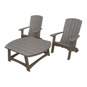 Amish Coastal 3pc Patio Set: 2 Chairs & Coffee Table in Brazilian Walnut