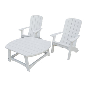 Amish Coastal 3pc Patio Set: 2 Chairs & Coffee Table in Bright White