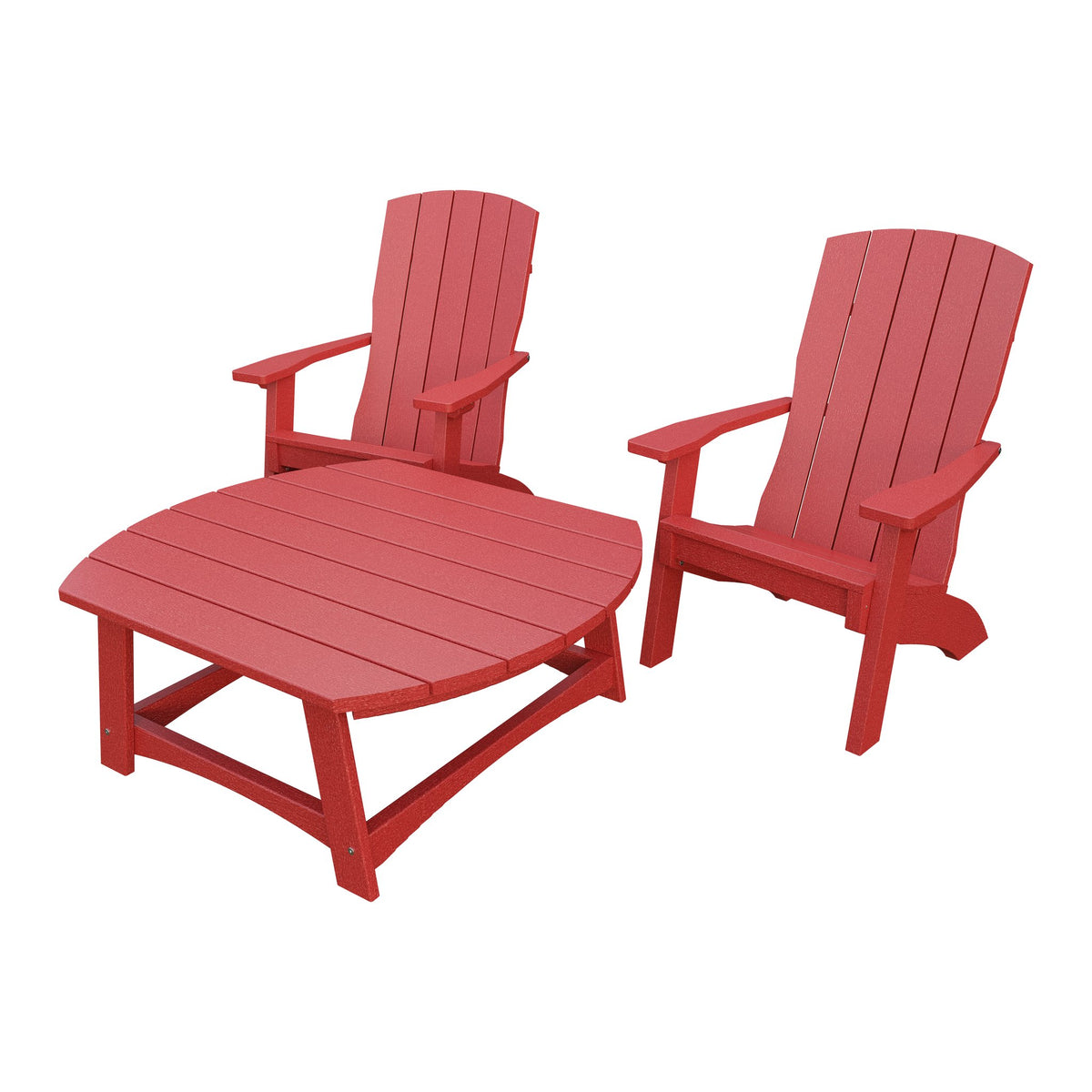 Amish Coastal 3pc Patio Set: 2 Chairs & Coffee Table in Cardinal Red