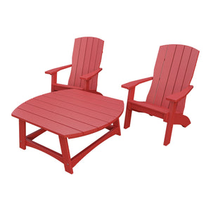 Amish Coastal 3pc Patio Set: 2 Chairs & Coffee Table in Cardinal Red