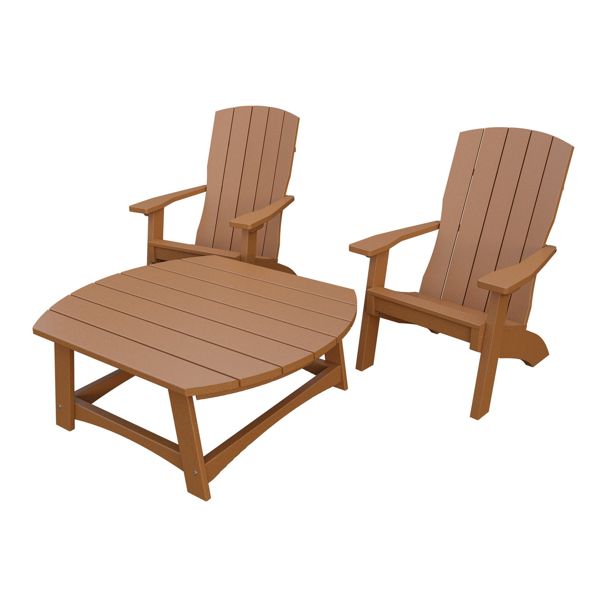 Amish Coastal 3pc Patio Set: 2 Chairs & Coffee Table in Cedar