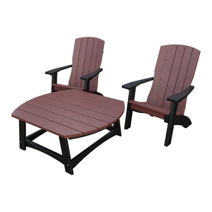 Amish Coastal 3pc Patio Set: 2 Chairs & Coffee Table in Cherrywood & Black
