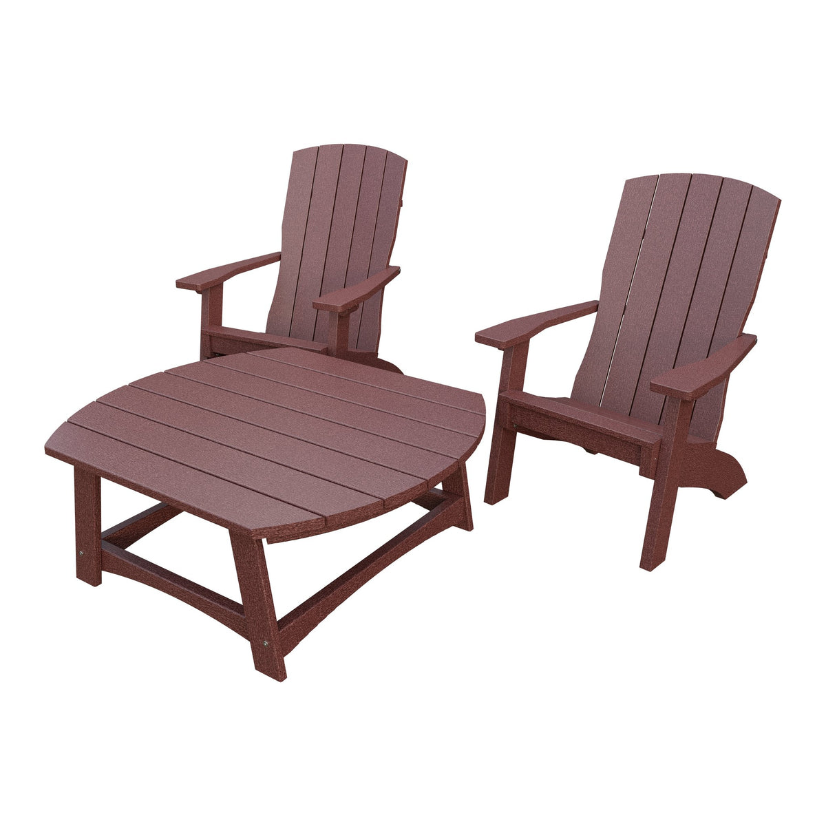 Amish Coastal 3pc Patio Set: 2 Chairs & Coffee Table in Cherrywood
