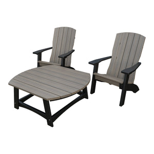 Amish Coastal 3pc Patio Set: 2 Chairs & Coffee Table in Coastal Gray & Black
