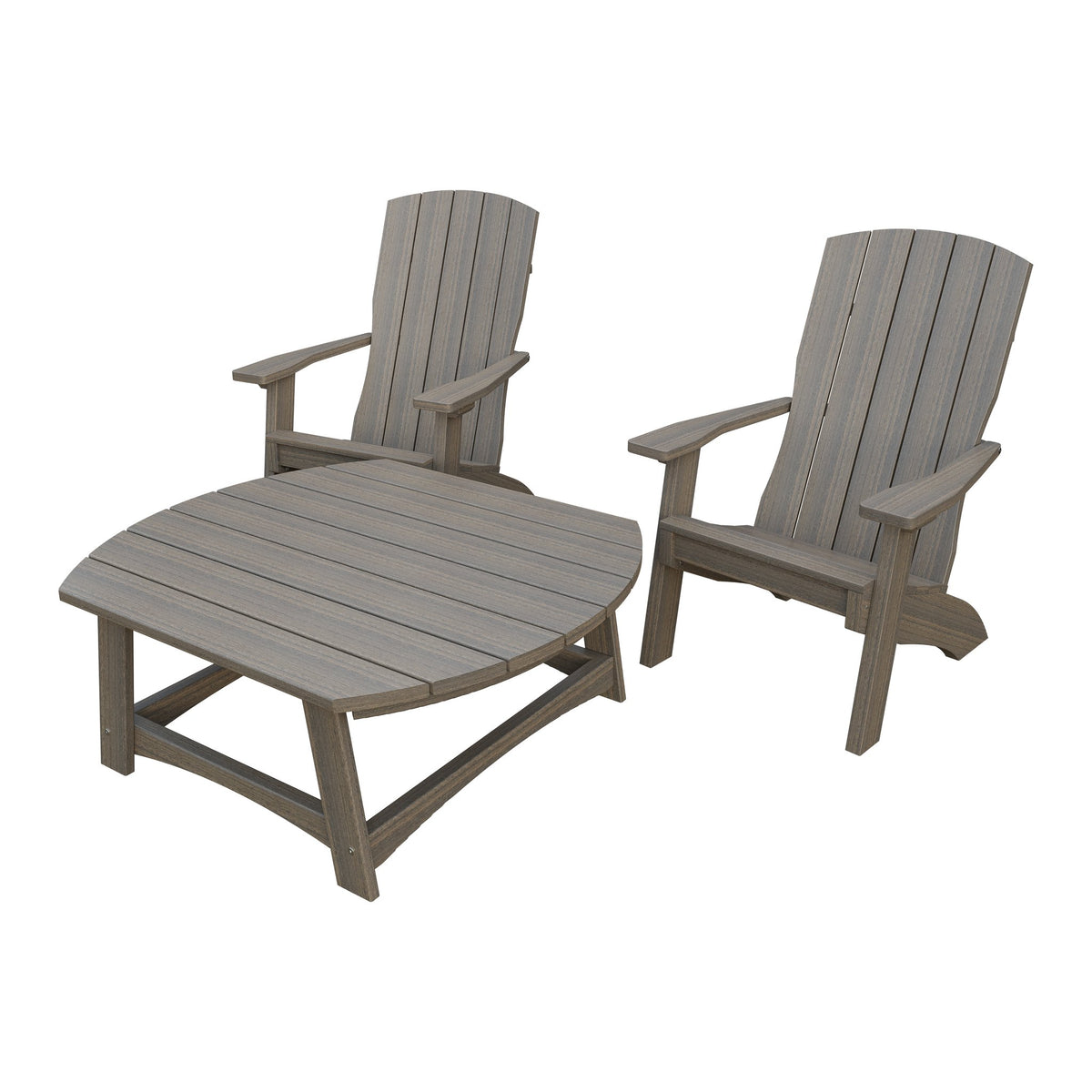Amish Coastal 3pc Patio Set: 2 Chairs & Coffee Table in Coastal Gray