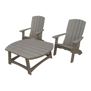 Amish Coastal 3pc Patio Set: 2 Chairs & Coffee Table in Coastal Gray