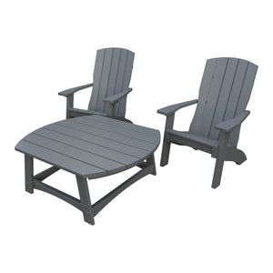 Amish Coastal 3pc Patio Set: 2 Chairs & Coffee Table in Gray