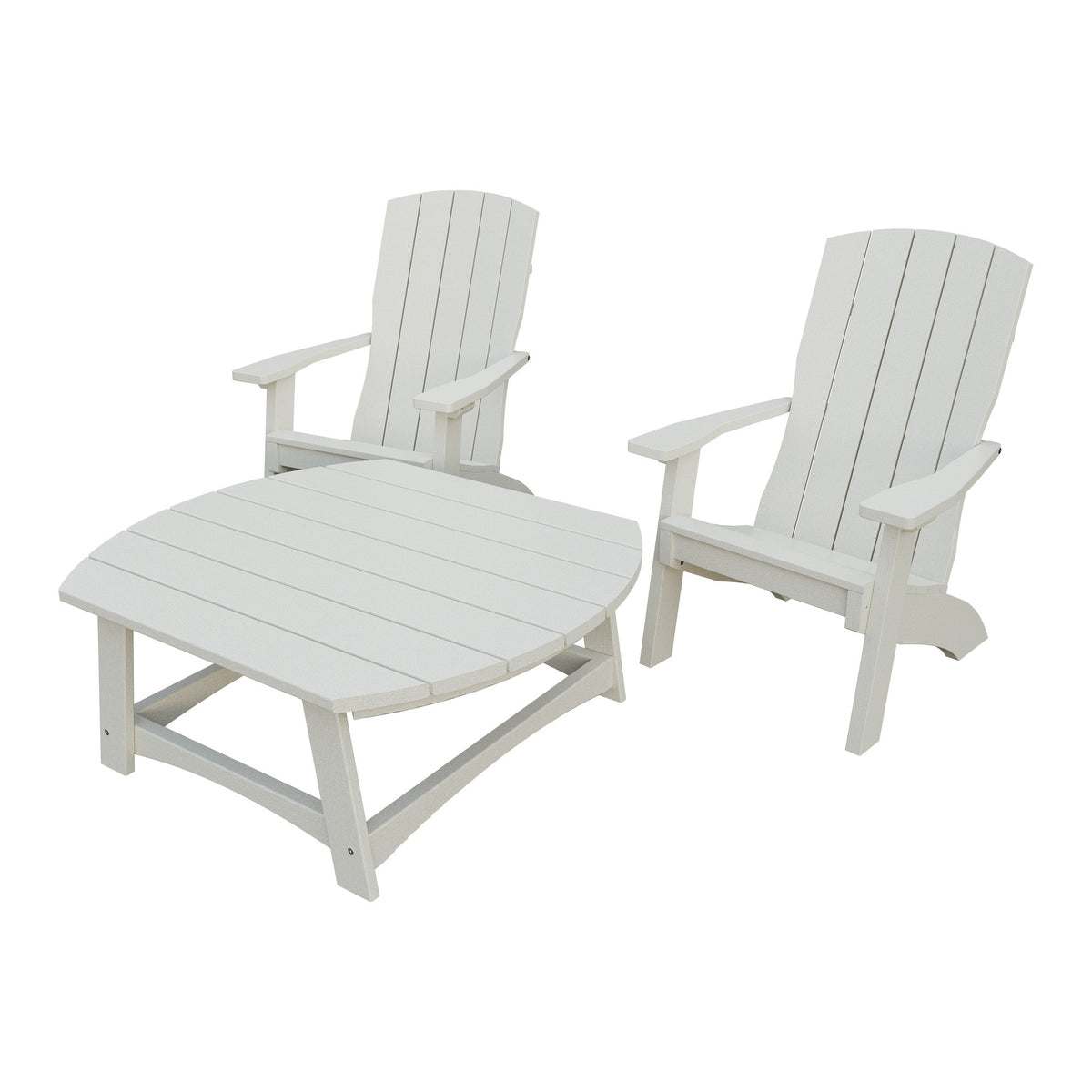 Amish Coastal 3pc Patio Set: 2 Chairs & Coffee Table in Ivory
