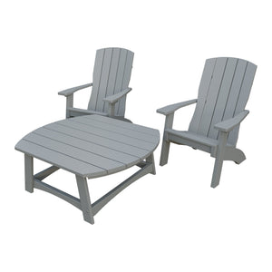 Amish Coastal 3pc Patio Set: 2 Chairs & Coffee Table in Light Gray
