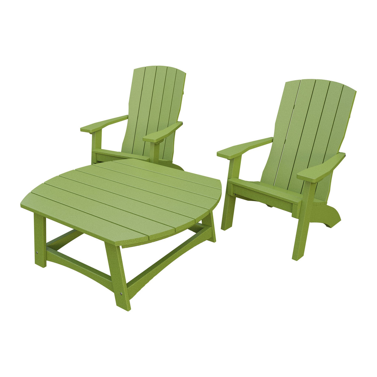 Amish Coastal 3pc Patio Set: 2 Chairs & Coffee Table in Tropical Lime Green