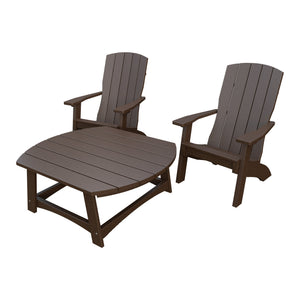 Amish Coastal 3pc Patio Set: 2 Chairs & Coffee Table in Milwaukee Brown
